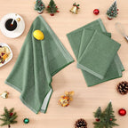 Homaxy Premium Kitchen Towels(18”x 28”, 12 Pack), Large Cotton Kitchen Hand Towels, Flat and Terry Dish Towels, 380 GSM Highly Absorbent Tea Towel Set with Hanging Loop, Grass Green