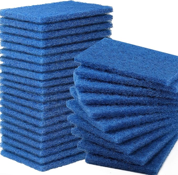 100 Pcs Scouring Pads,Heavy Duty Scour Pads,Reusable Dish Scrubber,Non Scratch Household Scrub Pads,Multipurpose Scour Pads for Kitchen Metal Grills Dish Cleaning,4 x 3 inch (Blue)