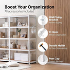 HOMEDANT House 48.1" W 5 Tier Heavy Duty Garage Shelving Adjustable Metal Rack Storage Shelves Standing Shelf Unit Organizers Industrial Warehouse Basement White 2Pack