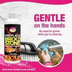 Quick N Brite Fireplace Gel Cleaner with Scrub Brush for Brick, Stone, Rock, Tile, and Marble, Nonabrasive Fireplace Cleaner, Made in the USA, 16 oz