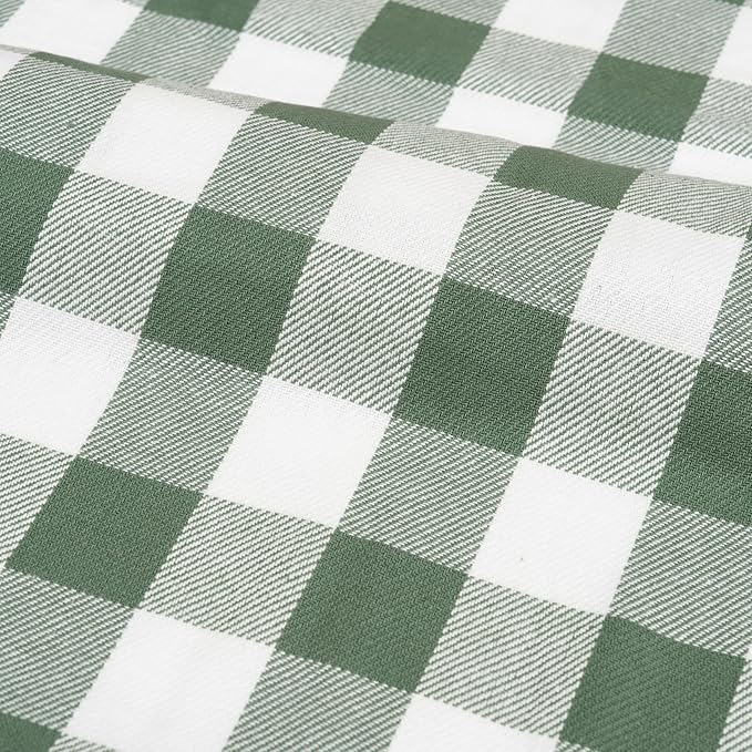 Sage Green Cotton Kitchen Towels - 100% Cotton, Highly Absorbent, Quick Dry, Durable, 30"x20", 6 Pack, Gingham Pattern Dish Towels with Hanging Loop - Classic Plaid Pattern (6 Pack)