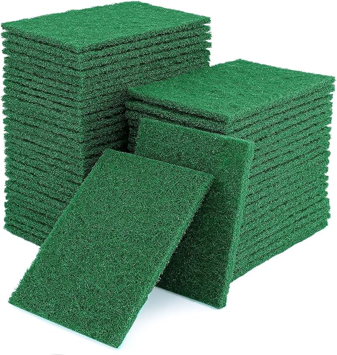 50 Pcs Scouring Pads,Heavy Duty Scour Pads,4 x 5.95 inch Reusable Green Scrub Pads for Metal Grills & Kitchen Scrubbers,Non-Scratch Scrubbing Pads for Household Kitchen Dishes Sink Bathtub