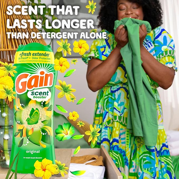 Gain In-Wash Laundry Scent Booster, Original Scent, 18.2 OZ, Fresh Extender + Odor Protection