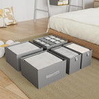6-Shelves Hanging Closet Organizer with 5 Different Drawers, Foldable Closet Organizers and Storage for Wardrobe, Closet& RV, Clothes and Accessories Storage, Non-Woven Fabric, Gray