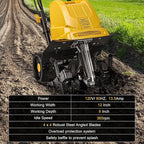 Electric Tiller/Cultivator 4 Steel Tines, 8'' Tilling Depth Garden Roto Tillers for Gardening, 13.5 Amp 12 Inch Corded Rototiller with Adjustable Wheels, Yellow