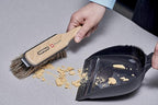 Superio Handheld Comfort Grip Plastic Dustpan and Wooden Brush Set - Hand Broom with Swiss Natural Horsehair Bristles Compact Design, 2-Pack