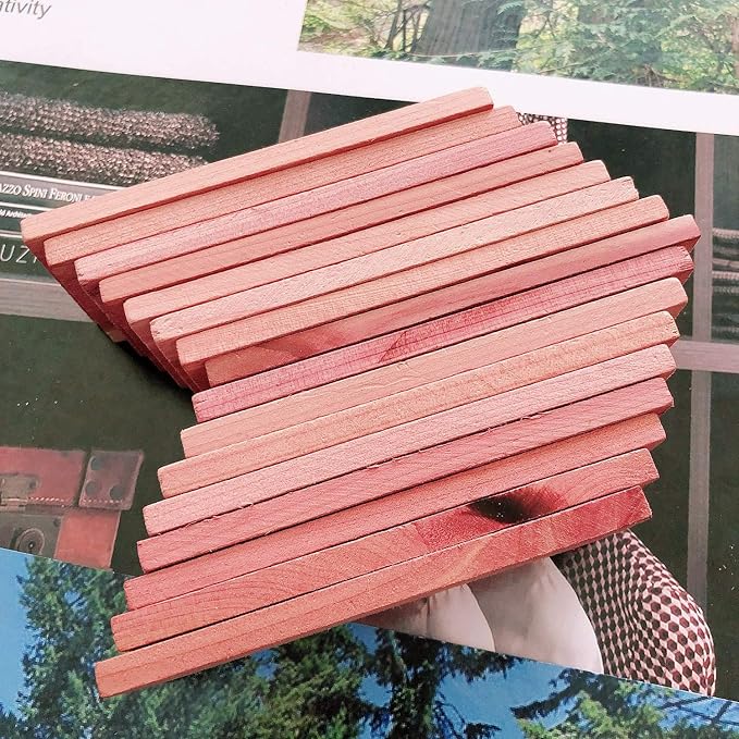 Cedar Space Cedar Blocks for Closet Storage,100% Aromatic Red Ceder Blocks Cedar Planks Chips 16pcs for Closet Drawers 100% Natural Wood Chips