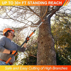 36FT Pole Saw, Telescoping Tree Trimmer with 7-30FT Extension Pole, Manual Branches Pruner for Backyard, Orange
