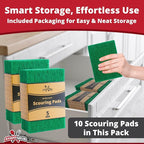 Green Sustainable 10 Pack Cleaning Scour Pads by Avant Grub. Powerful Stain Remover for Cookware. Easily Remove Grease and Residues. Eco-Friendly Solution for Kitchen Cleaning.