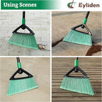 Eyliden Broom, Angle Broom with 57" Long Handle, PET Bristles - Fit Heavy-Duty Cleaning, Also Works Well Fine Dust - Commercial Outdoor Indoor Sweeper for Courtyard Sidewalk Deck Kitchen Lobby, Green