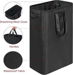 efluky Slim Laundry Basket, Narrow Laundry Hamper with Handles, Collapsible Dirty Clothes Hamper, Tall Laundry Bin for Laundry Room, Dorm and Bedroom, 19.8 Gallon(75L) Black
