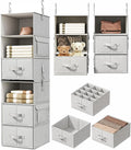 Vailando 6-Shelf Hanging Closet Organizer with 3 Drawers, 2 Separable 3-Shelf Closet Organizers and Storage for Wardrobe Organization, Hanging Dresser for Nursury & Dorm Clothes Organizer