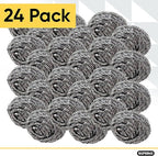 Superio Stainless Steel Scourers Steel Wool Scrubber Pad Used for Dishes, Pots, Pans, Grill, Stoves, and Ovens, Easy scouring for Tough Kitchen Cleaning Pack of 24