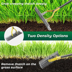 Thatch Rake,55 Inch Heavy Duty Lawn Thatching with Adjustable Stainless Steel Handle,Multiple Garden Rake for Leaves,Lawn Loosening Soil,Backyard,Garden