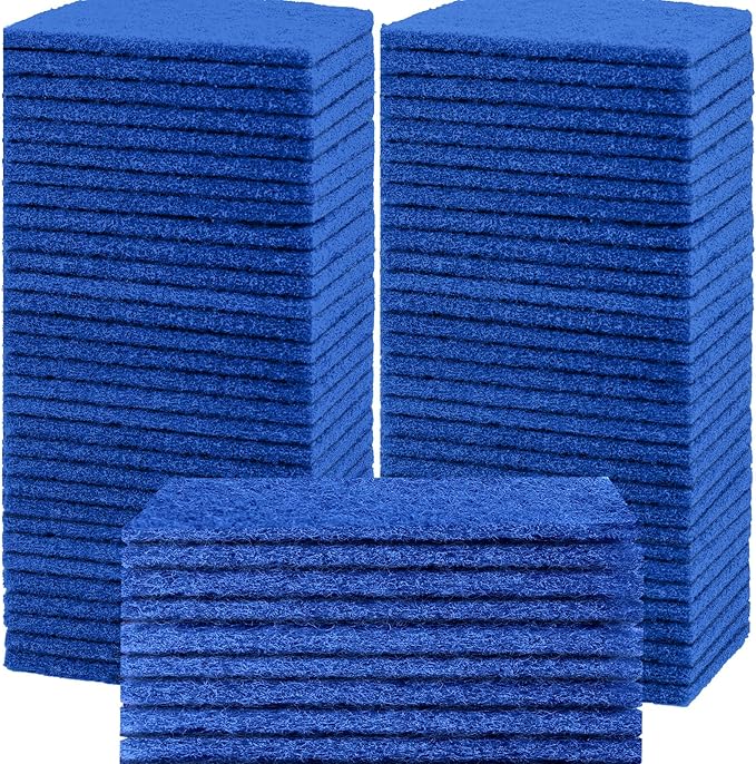 40 Pcs Heavy Duty Scour Pads,Scouring Pads,4 x 5.95 inch Scrubbing Pads for Metal Grills & Kitchen Scrubbers,Non-Scratch Reusable Dish Scrubbing Pads for Kitchen Dishes Sink Bathtub(Blue)
