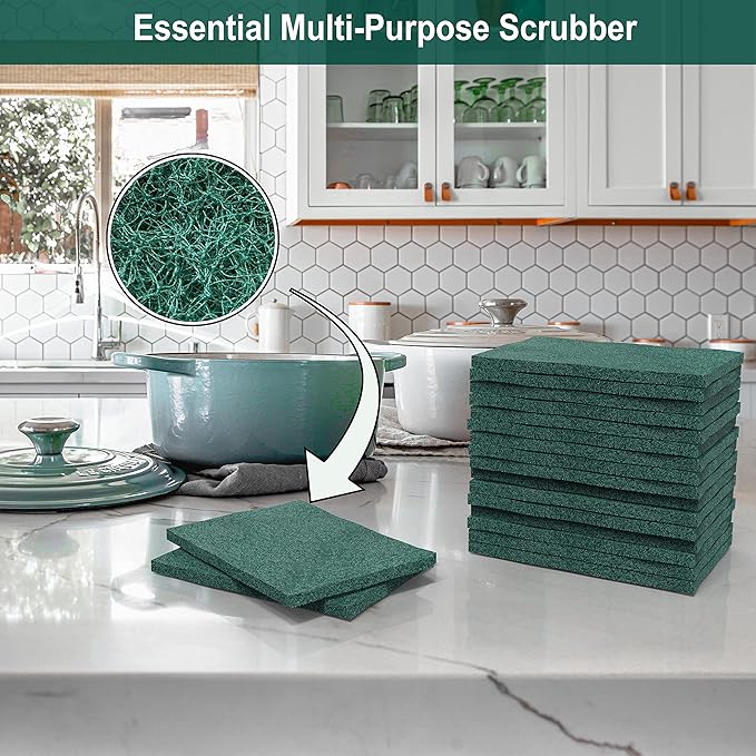 100 Pack Heavy Duty Scouring Pads 3x4 Inch – Green Scrubbing Pads, Non Scratch Bulk Scrub Pads for Kitchen, Dishes, Pots, Pans, Grill & Household Cleaning – Reusable Multipurpose Scrubber Pads