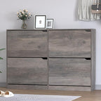 BORNOON Shoe Cabinet with 4 Flip Drawers, Narrow Hidden Shoe Storage Cabinet, Slim Freestanding Shoe Rack Organizer for Entryway, Hallway, Bedroom, Living Room