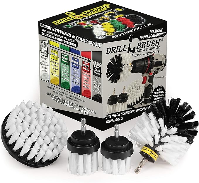 Car Detailing Brush Kit - Wheel Spin Brush - Rim Cleaner - Carpet Scrubber - Glass Cleaner - Automotive Cleaning Brushes - Auto Interior Scrubber - Motorcycle - RV - Supplies for Maintaining Vehicle