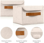 Decorative Linen Storage Boxes with Lids - Spacious Set of 2 Organizer Bins for Your Home Decor - The Perfect Small Container to Safely Store Photos, Documents and Memory Box Keepsakes in Style