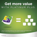Cascade Platinum Dishwasher Pods, ActionPacs Dishwasher Detergent with Dishwasher Cleaner Action, Lemon Platinum Plus, 70 Count