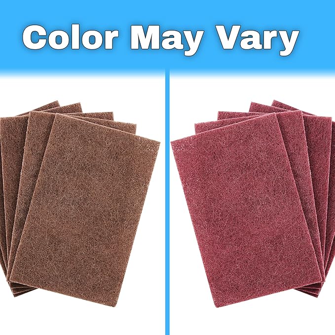 Heavy Duty XL Red Scouring Pads. 6x9 in 10 Pack of Scrubber Tools for Cleaning Stainless Steel Pots, Pans, Grills and Griddles. Extra Large Pad for Outdoor Use on Railings and Tiles.