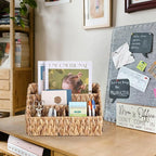 Natural Farmhouse Desk Organizers and Storage, Large Countertop Mail Holder, Tabletop Organizer (Water Hyacinth)