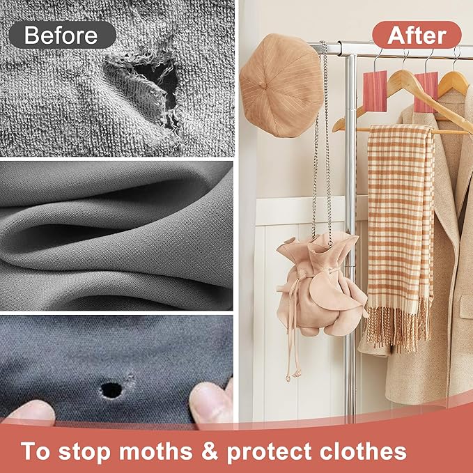 (48pcs) Natural Cedar Wood Cedar Blocks, CedarHanging Chips and Aromatic CedarSachets Moth Protection for Closet Drawers and Wardrobe, CED-ar Blocks for Clothes Storage