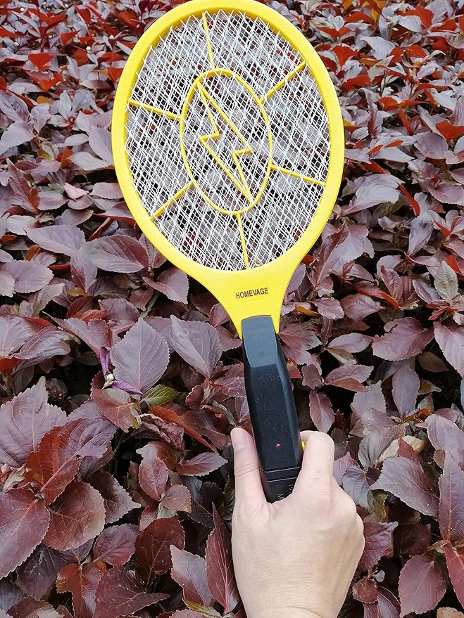 Electric Fly Swatter - Bug Zapper - Best High Voltage Handheld Mosquito Killer - Wasp, Fruit Fly, Insect Trap Racket for Indoor, Travel, Camping and Outdoor Control (2 AA Batteries Included)