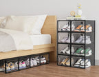 HOMIDEC Shoe Storage, 12 Pack Shoe Organizer for Closet, Shoe Boxes Clear Plastic Stackable Shoe Containers with Lids for Size 13
