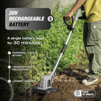 20V Cordless Tiller Cultivator, 360RPM Electric Garden Tiller with 2.0Ah Battery & Charger, 9" Tilling Width, 6.6" Depth, Ideal for Lawn, Garden Beds, and Soil Cultivation