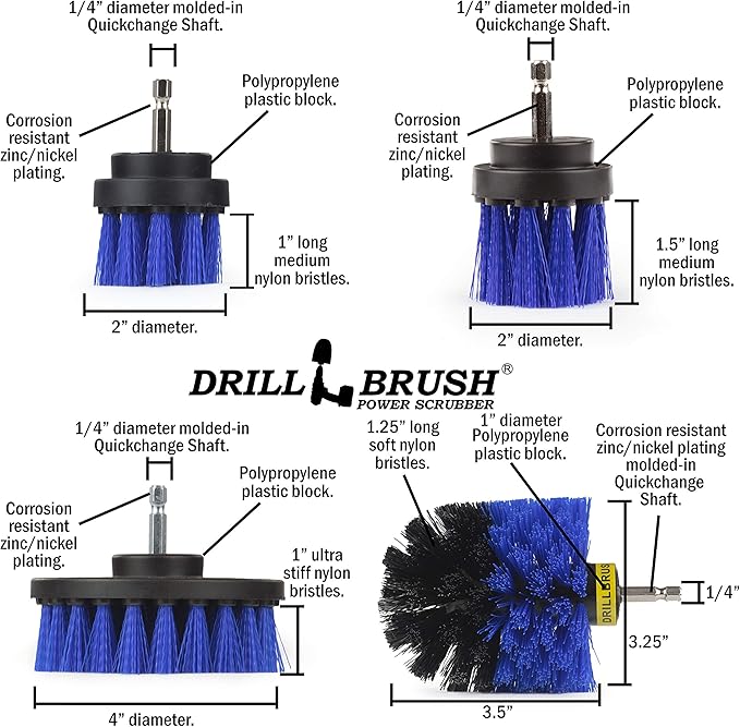 Marine Cleaning Supplies - Brush Kit for a Clean Boat - Boat Accessories - Tank Cleaner Tool Set - Hull and Deck Scrubbing Set - Professional Pool Cleaning Brushes - Aquarium Scrubber - Water Vessels