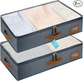 OrganiHaus Under Bed Storage Containers, Bedroom Storage and Organization Bins, Clothes Organizer for Closet with Clear Cover and Reinforced Handles - Set of 2 23.5x12.5x5 inches Gray
