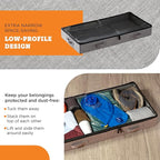 storageLAB Under Bed Storage Containers, Low Profile Underbed Organizers with Sturdy Handles, Dual Zippers, and Clear Windows, Ideal for Clothes, Pillows, and Blankets - 2 Pack, Low Profile, Gray