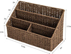 Woven Mail Organizer, Mail Organizer Countertop, Natural Tabletop Mail Holder, Rattan Desk Organizer, Boho Office Desk Accessories, Mail Basket for Bill Mail Papers Letters(Brown)