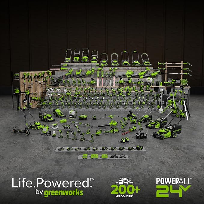 GREENWORKS 24V 1/2" Brushless Cordless Drill (400 In-lbs.), 2.0Ah (12,000mAh Power Bank) USB-C Batteries, 3.3 FT Braided Cable, 30W Charger