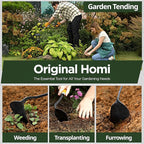 Original Homi Hand Hoe Left-Handed - Traditional Handmade Korean Garden Tool for Weeding Digging & Planting with Forged Steel & Chestnut and Acacia Wood Handle