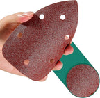 60PCS Triangular Sander Sandpaper, HYCHIKA Detail Sander Sandpaper Assorted 60/80/100/120/180/240 Grits with 6 Holes for Wood Sanding, Fit 3.92inch Qscillating Multi Tool Sander Machine