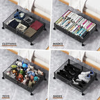PHINOX Under Bed Storage Containers with Wheels, Under Bed Shoe Storage Organizer Drawer, Tool-free Assembly Metal Storage Containers for Bedroom Clothes Shoes Blankets -2PCK
