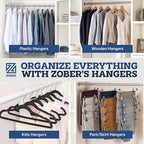 Zober Non-Slip Pants Hangers - 40 Pack Open Ended for Jeans and Clothes - Space Saving, Strong, Durable Metal Hangers for Closet (Black)