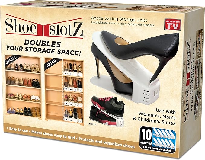 Shoe Slotz Space-Saving Storage Units in Ivory | As Seen on TV | No Assembly Required | Limited Edition Price Club Value Pack, 20 Piece Set