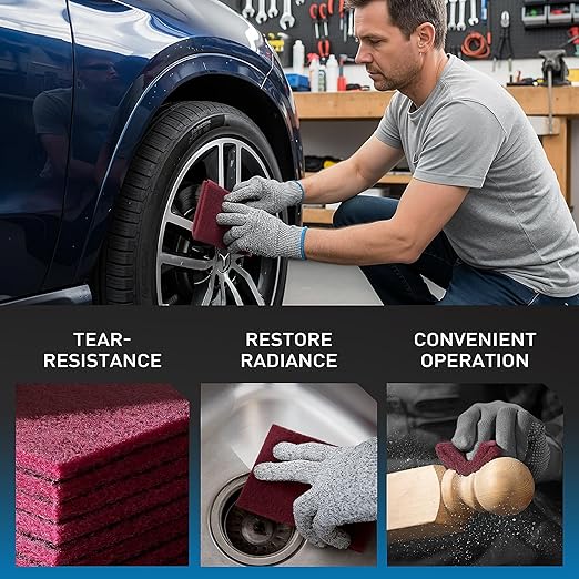 S SATC 6" x 9" Maroon General Purpose Scuff Pads,10 Pack Automotive Pads for Scuffing,Scouring,Sanding,Paint Primer Prep Adhesion Scratch for Automotive Restoration,Handicrafts
