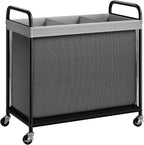 ELYKEN Laundry Hamper 3 Section, 120L Rolling Laundry Sorter with Removable Liner Bag, Laundry Basket with Wheels, Steel Frame with Metal Handle, Clothes Hamper Cart for Laundry Room & Bedroom
