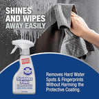Bar Keepers Friend Stainless Steel Cleaner and Polish Spray (16 oz) Plus 1 Microfiber Cleaning Cloth, 2pc Cleaning Kit to Remove Oily Fingerprints, Grime and Food Debris without Dulling Surfaces