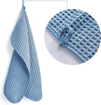 POLYTE Microfiber Lint Free Washcloth Face Towel, 13 x 13 in, 4 Pack (Waffle Weave)