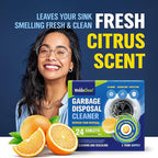 WoldoClean Garbage Disposal Cleaner and Deodorizer Tablets - 24 Pack, Foaming Sink Drain Cleaner & Odor Eliminator, Fresh Citrus Scent, 1 Year Kitchen Cleaning Supply