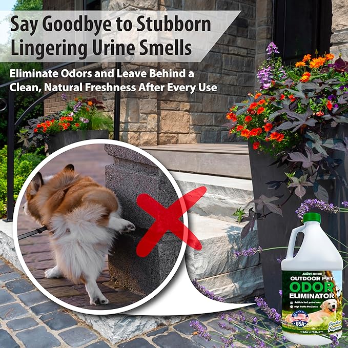 Nature's Freedom Outdoor Pet Odor Eliminator – Gallon Enzyme Cleaner with Pump Sprayer for Yard, Turf, Patios, Kennels, Concrete