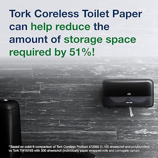 Tork Coreless Toilet Paper Dispenser White, For Homes and Small Businesses, Fits T7 Dispensers