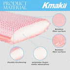 KMAKII Bamboo Kitchen Sponges Dish Sponge Super Absorbent Natural Dish Sponges, Red, Pack of 6