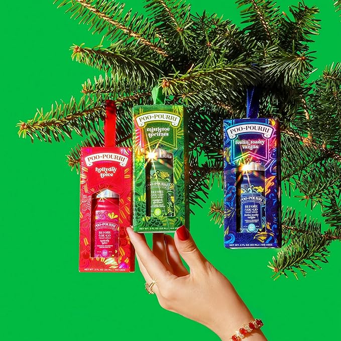 Poo-Pourri Toilet Spray, Holiday Pack Gift Set - Holiday Spice, Feelin Toasty Vanilla, Mistletoe Spritzes Includes 3 2-Ounce Bottles
