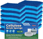 Zero Scratch Scrub Sponge, Pack of 12 Sponges for Dishes, Kitchen & Bathroom, Zero Scratch, Multi-Surface Safe, Cleans Fast, Tackles Tough Messes, Safe for Nonstick Pots & Pans